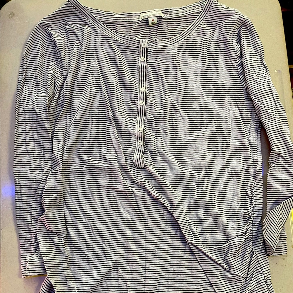 Pin stripped maternity shirt